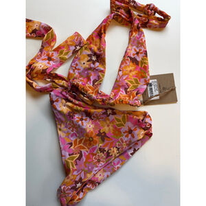NWT Women's Stone Fox Retro Pop Orange Pink Floral Bikini set XS